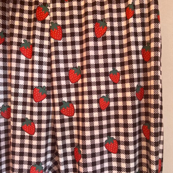 Shein Curve 1XL Gingham & Strawberry Print Wide-Leg Pants For Women - Picture 2 of 4